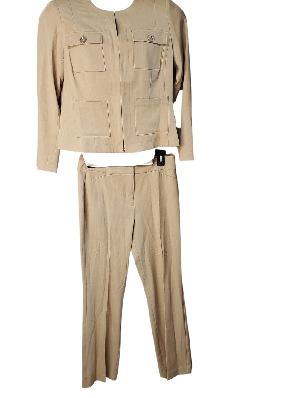 NWT White House Black Market Women's Beige Two-Piece Set Pantsuit Jacket Size 8s